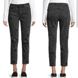 DRIFTWOOD Gizelle High-Rise Star Cropped Distressed Jeans